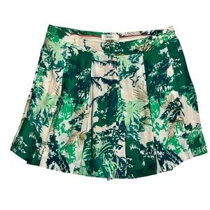 Anthropologie Elevenses Kadu Skort Green Tropical Rayon Pleated Wrap Women’s 6